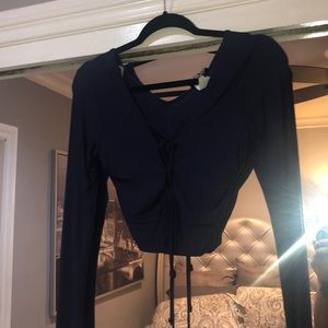 Navy blue fashion nova crop top